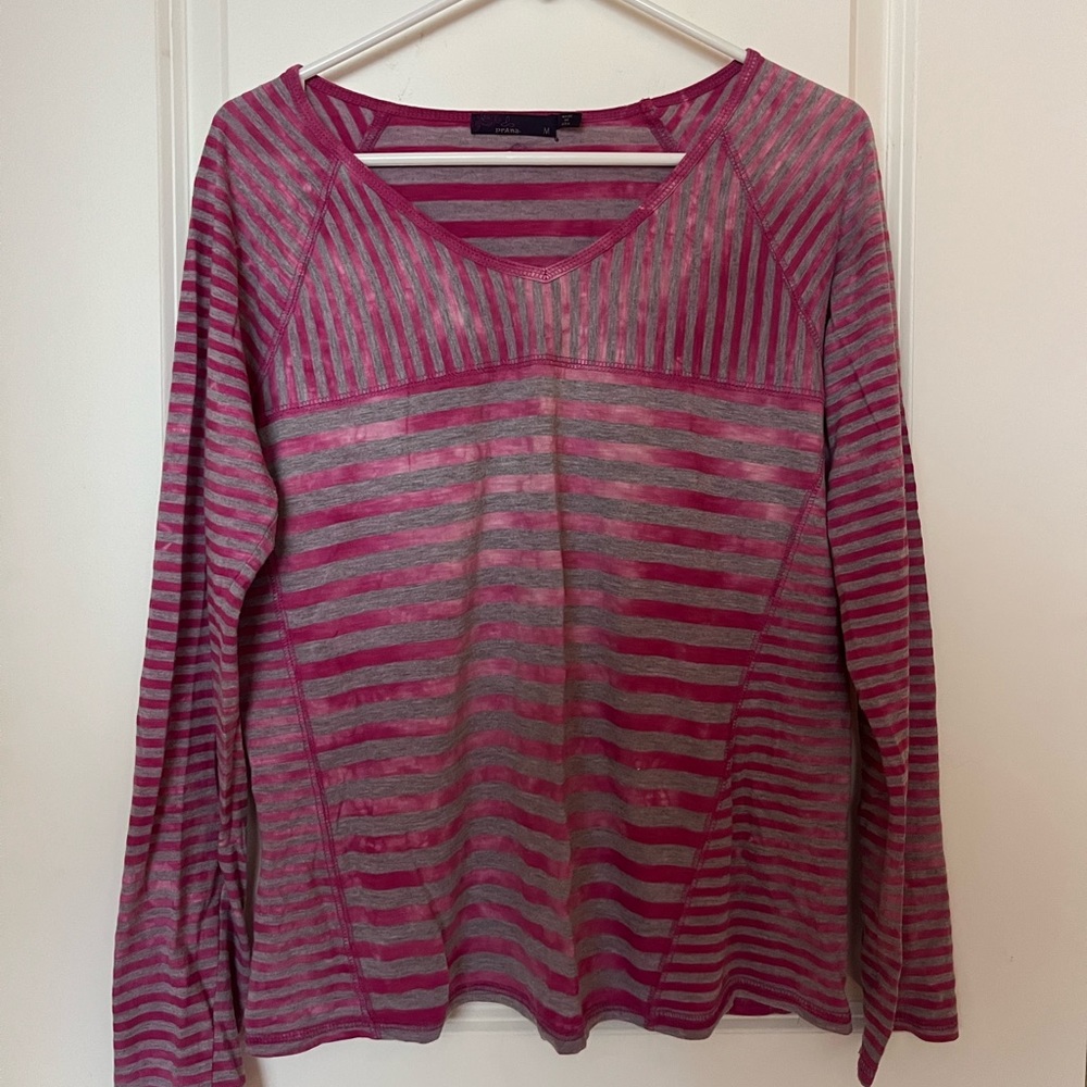 Prana striped long sleeve v-neck shirt